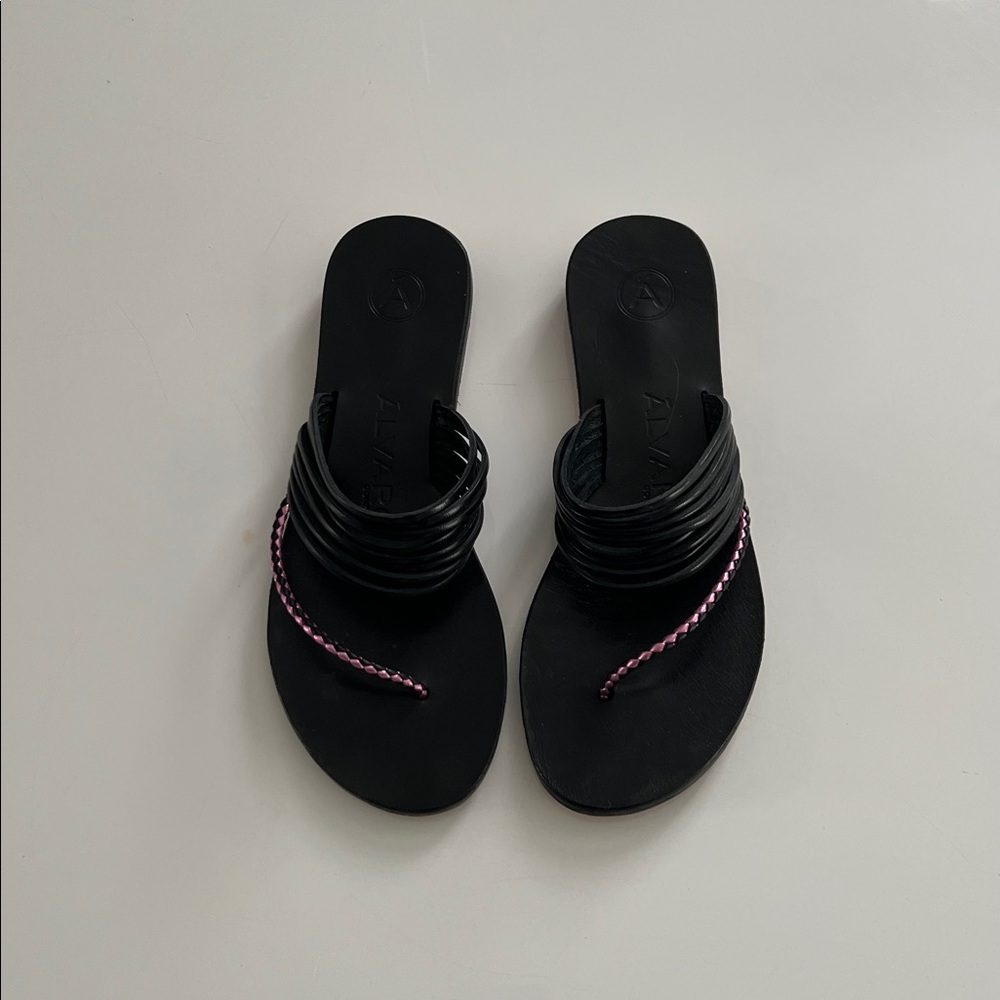 Stylish Black Sandals with Pink Accents Rarely Worn. Made in Italy - Picture 2 of 7